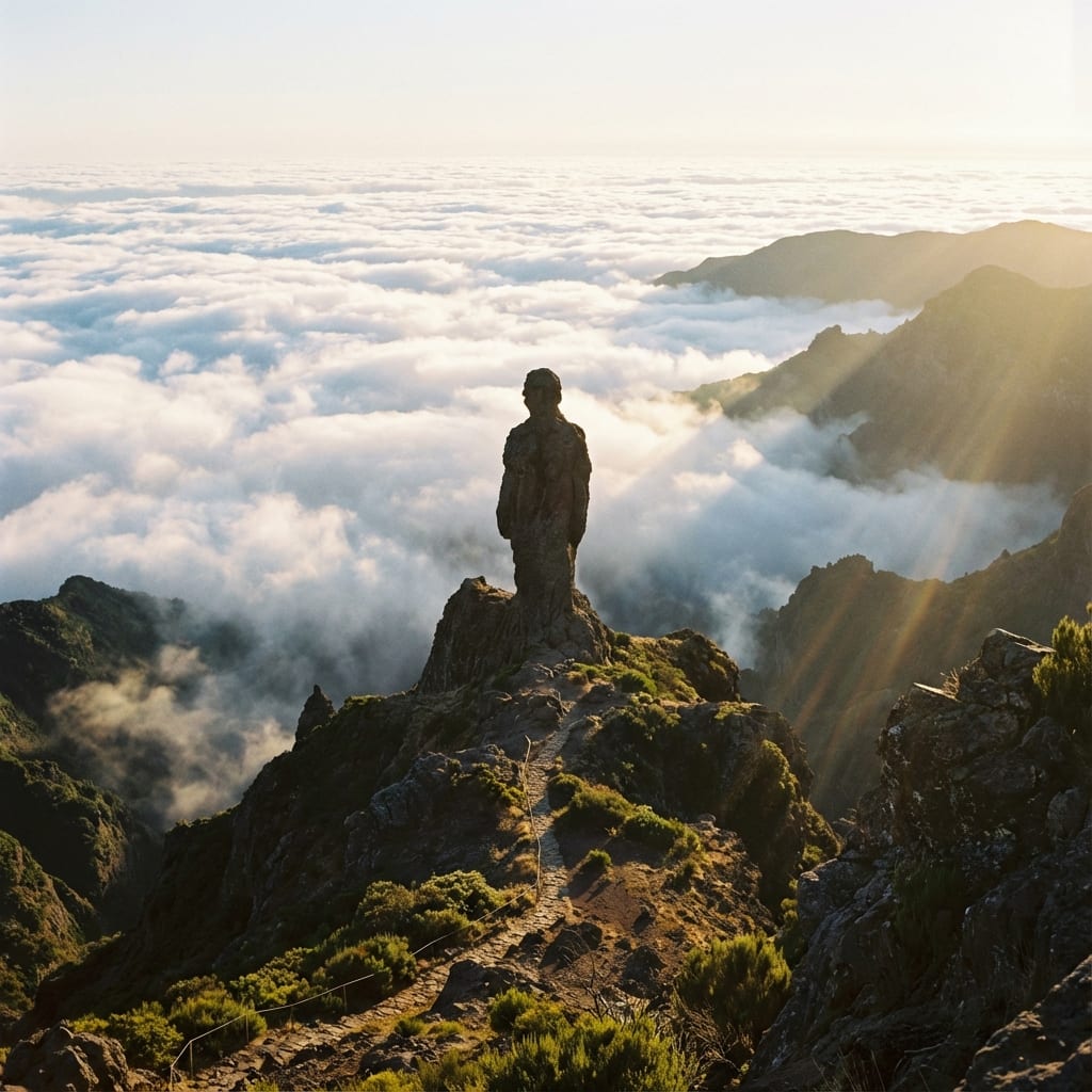 Sunrise above the clouds at Pico Ruivo, reached from Achada do Teixeira, Madeira